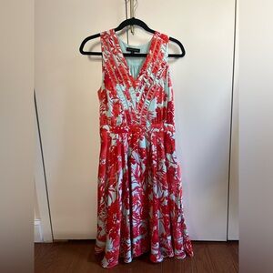 Teal blue and red Banana Republic floral dress